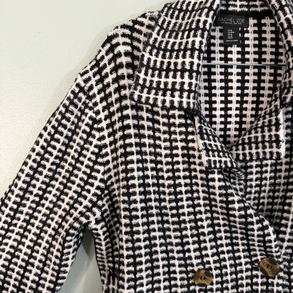 Rachel Zoe Blazer Womens M Black White Knitted Double Breasted Career Office NWT - Picture 4 of 10